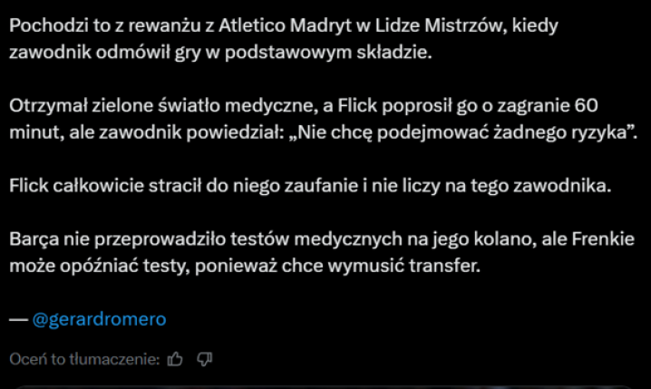 WOW. Relacje między Flickiem, a CZOŁOWYM POMOCNIKIEM Barcelony mają być ''CAŁKOWICIE ZAKOŃCZONE''!